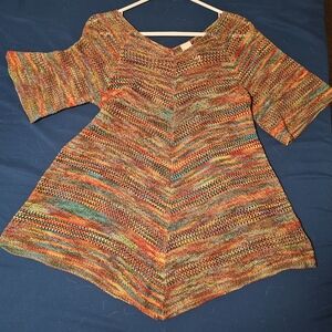 Multicolor Knit V-Neck Dress